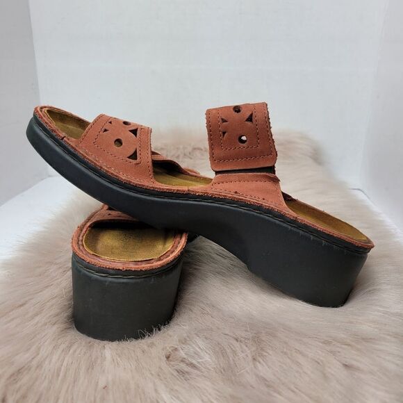 Naot Brown Filigree Slide Wedge Platform Strap Sandals Women’s 7.5 - Picture 6 of 9